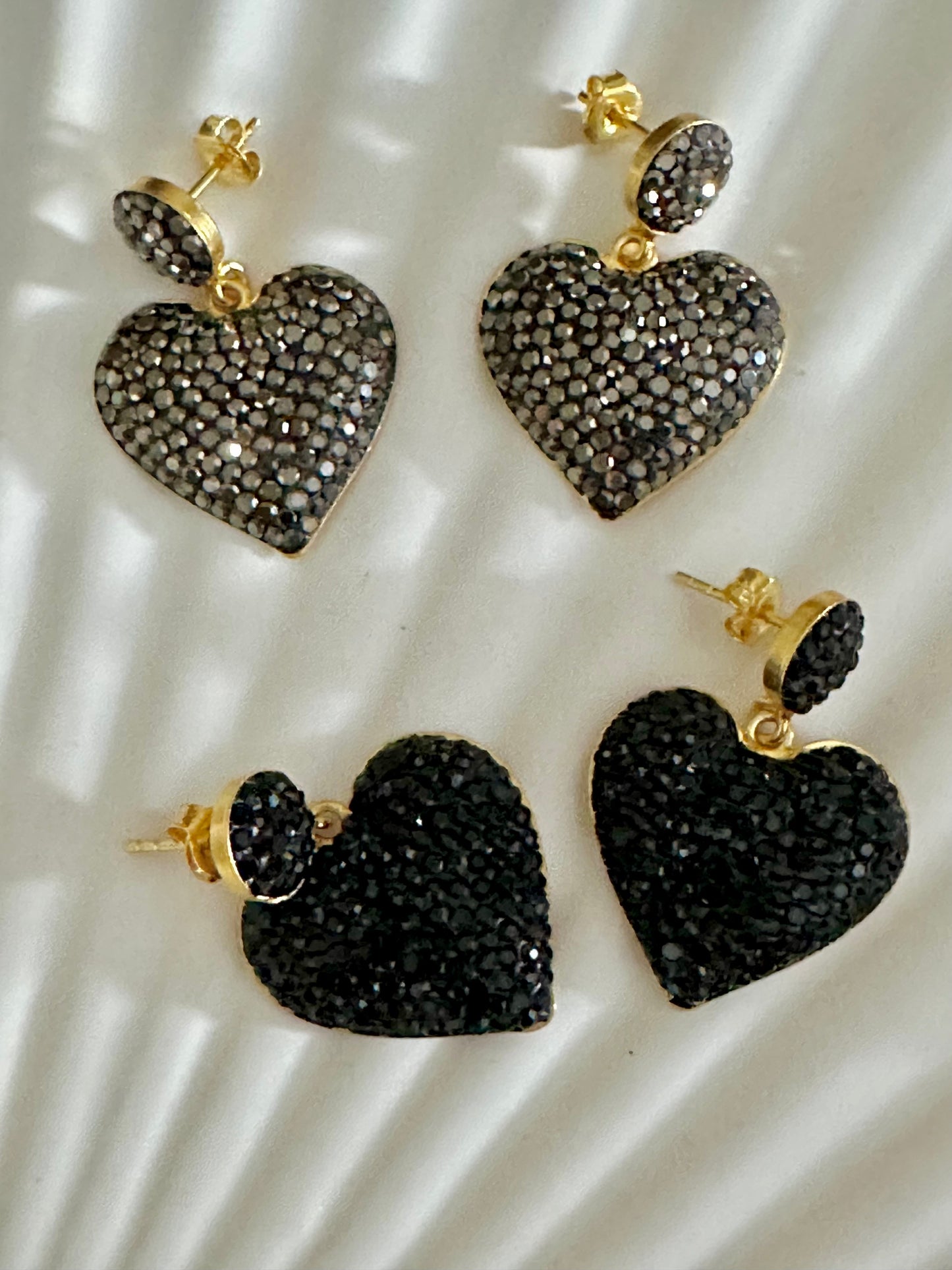 Black & Gold Heart Earrings