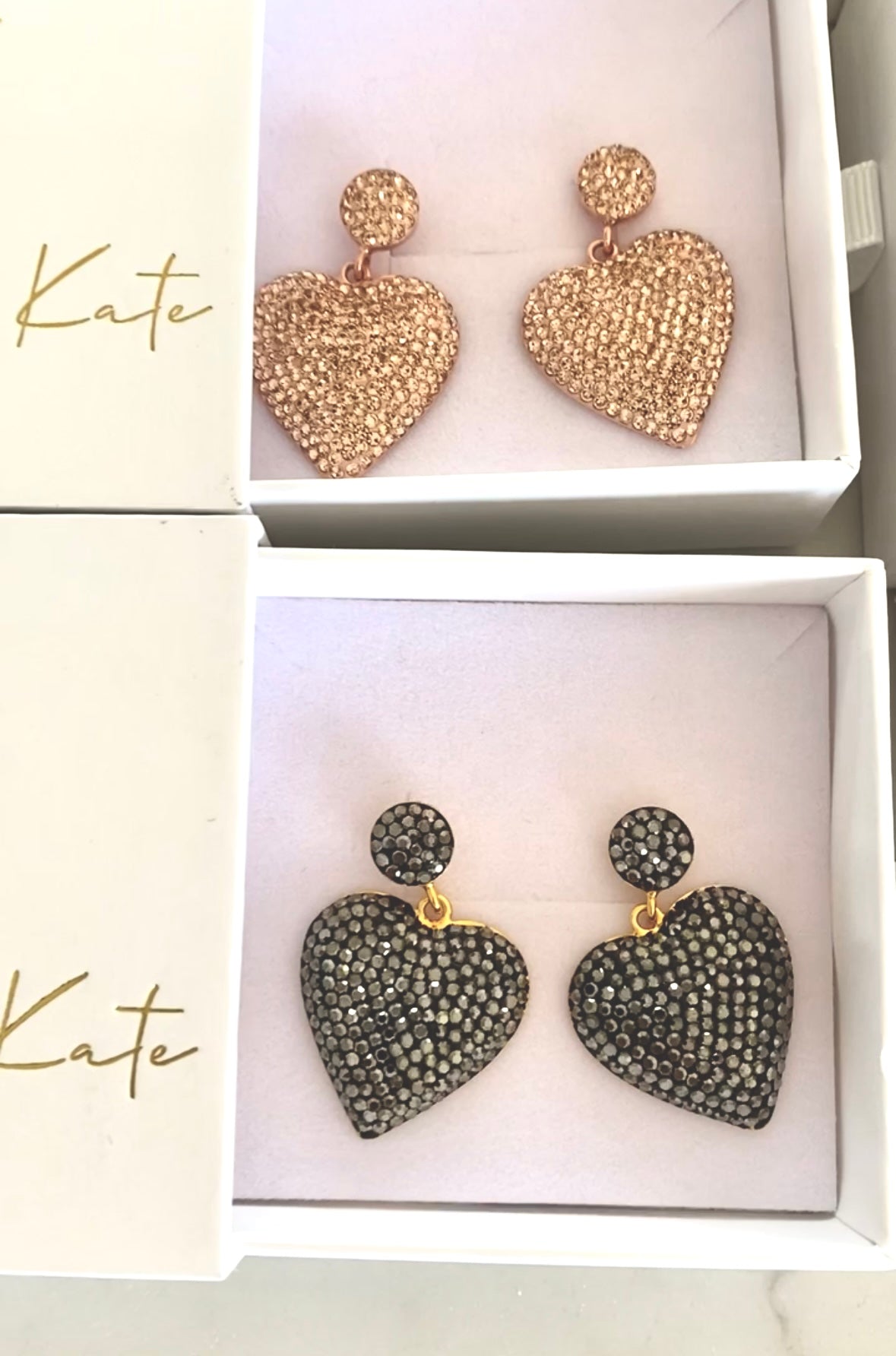 Grey Hematite Heart Earrings