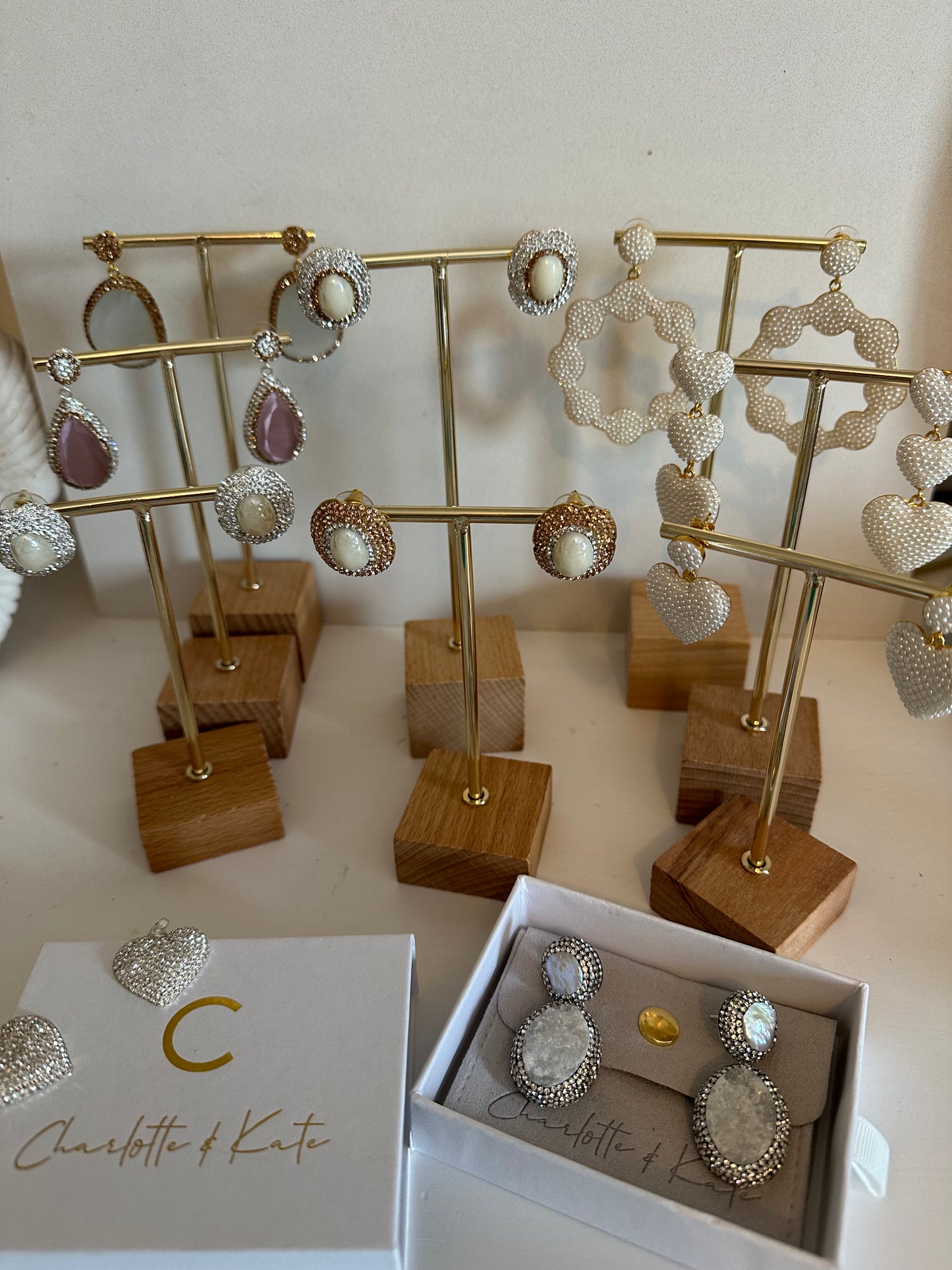 Pearl Heart Drop Earrings