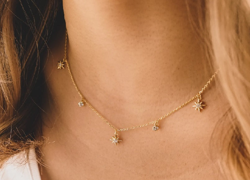 Collier vintage étoile en argent sterling avec zircone cubique