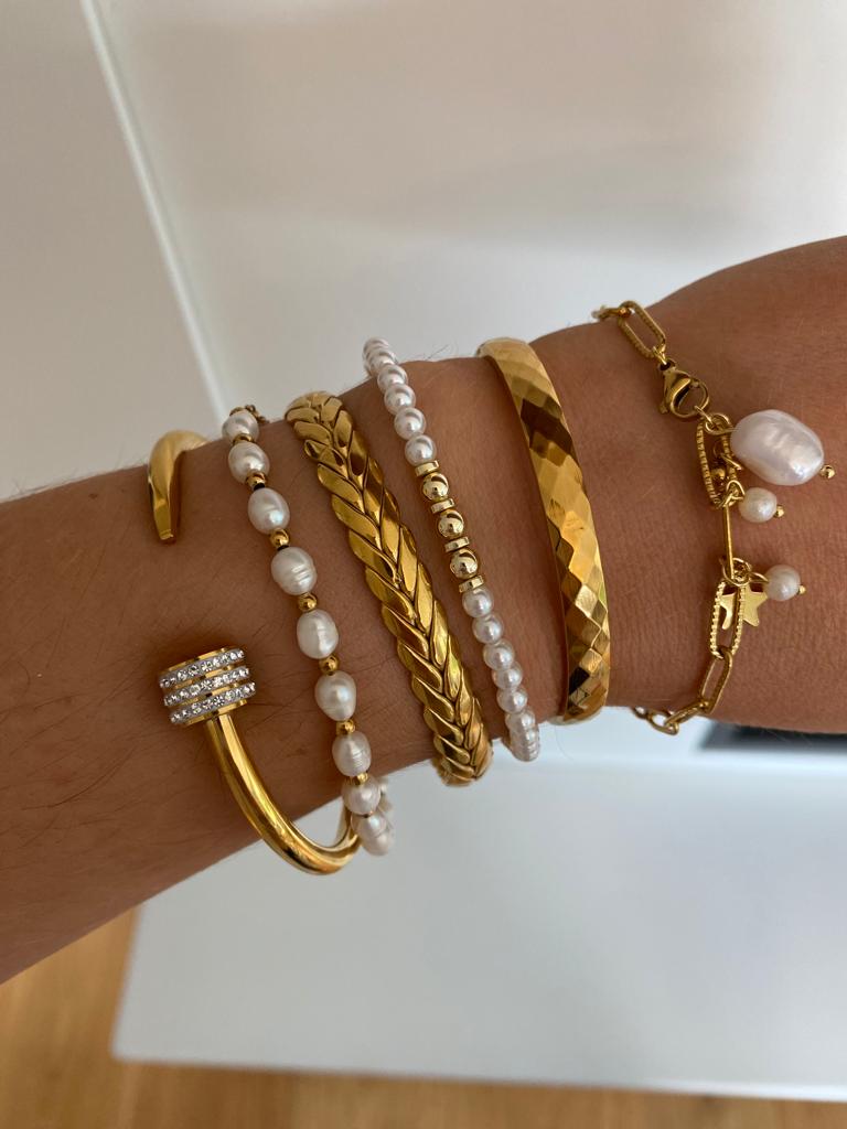 Gold Cuff Leaf Bangle Bracelet