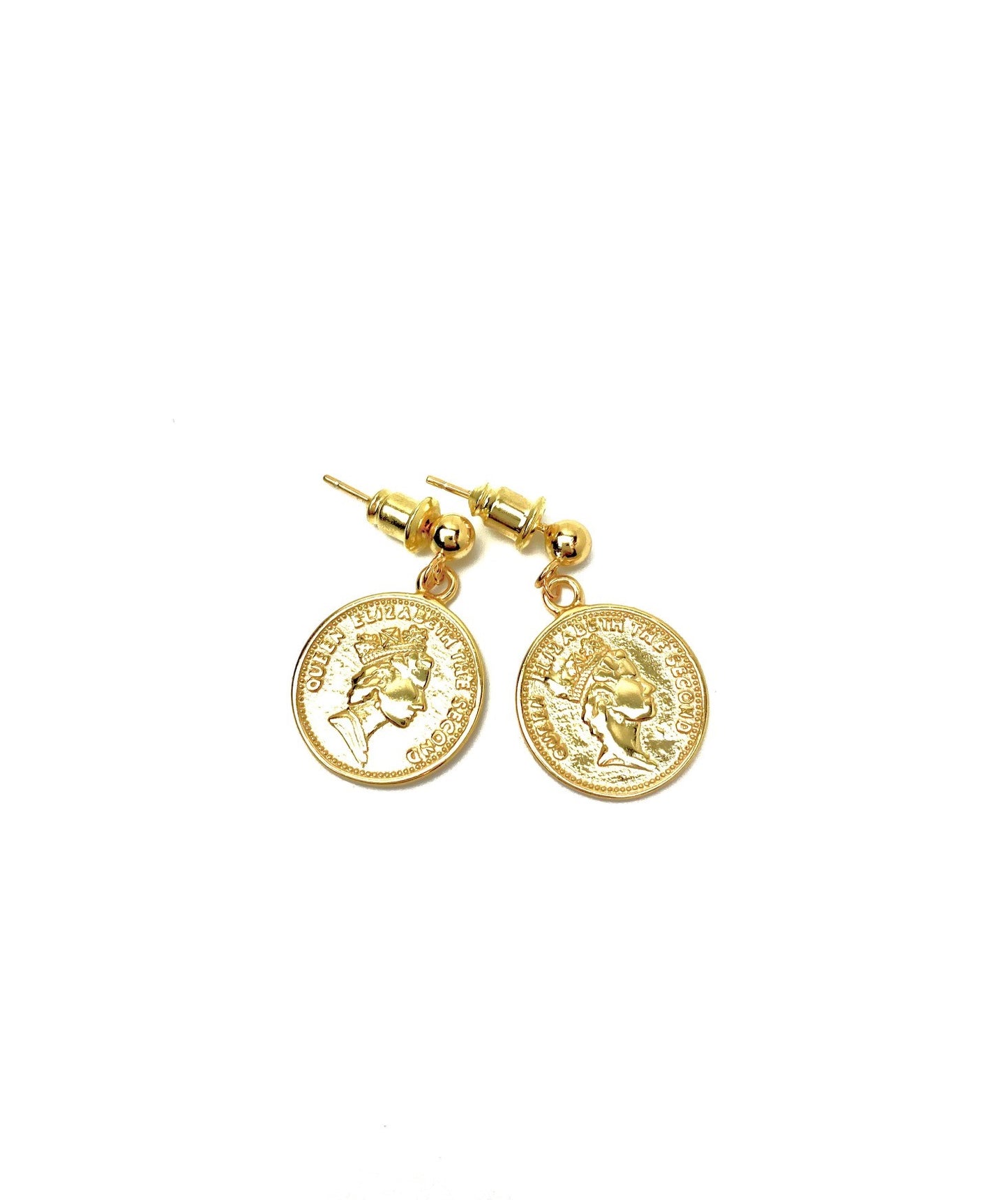 925 Sterling Silver Gold Cents Round Coin Earrings
