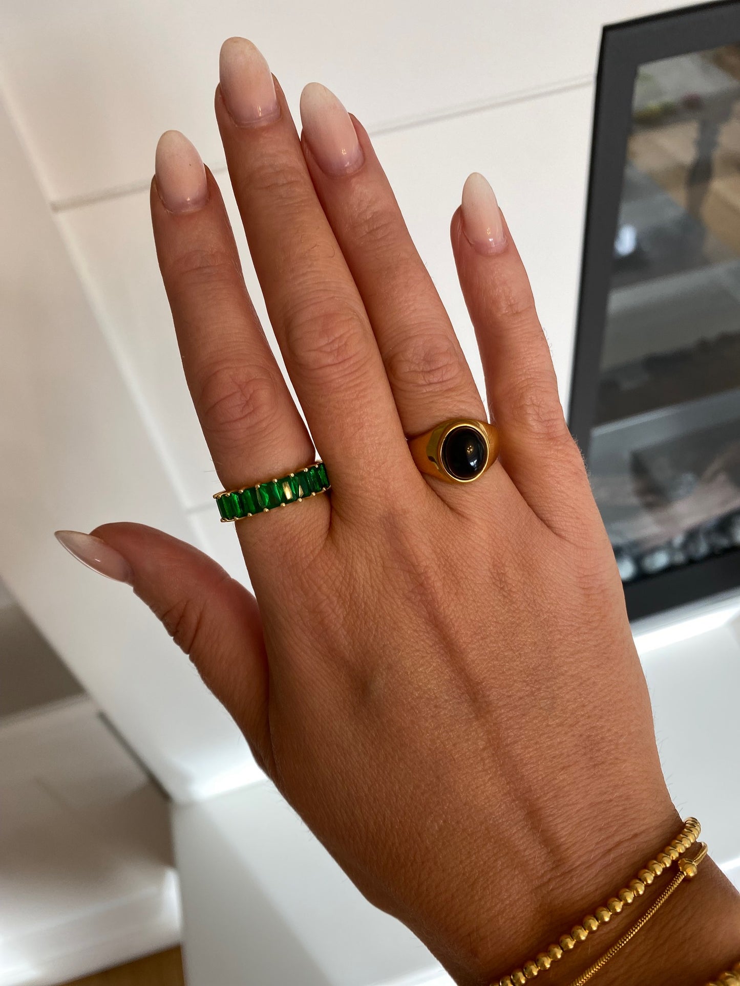 Oval Obsidian Black Stone Ring