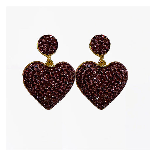 Wine Ruby Heart Earrings