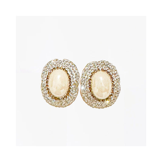 Large Pearl Crystal Stud Earrings, Due back in End of May - Preorder Now