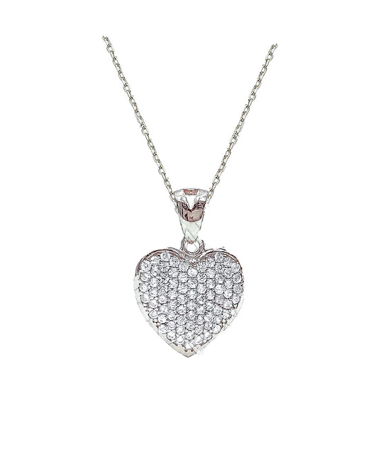 Diamond Pendant Love Heart Silver Necklace