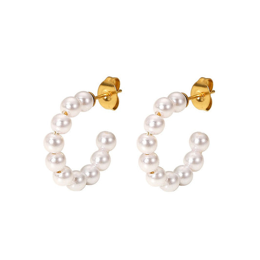 Pearls Beaded Round Stud Earrings