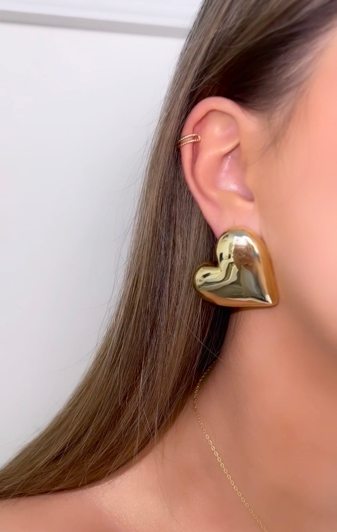 Large Heart 18K Gold Earrings