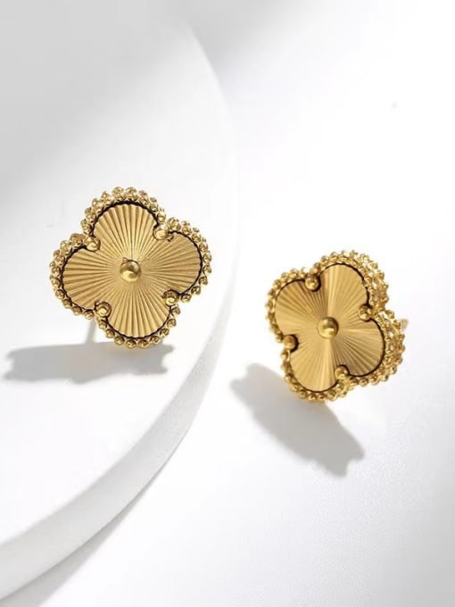 Clover Flower Golden Stud Earrings