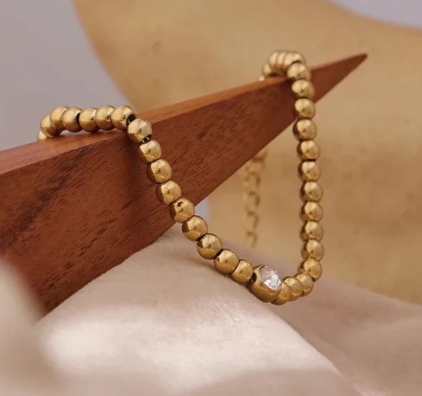 Golden Glow Beaded Bracelet