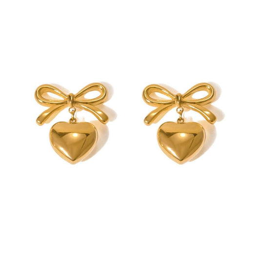 Grace Heart Bow Earrings