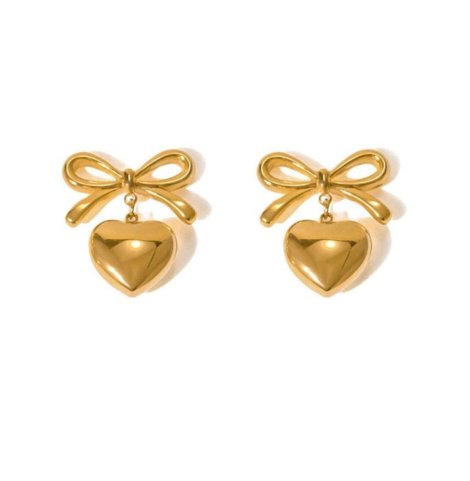 Grace Heart Bow Earrings