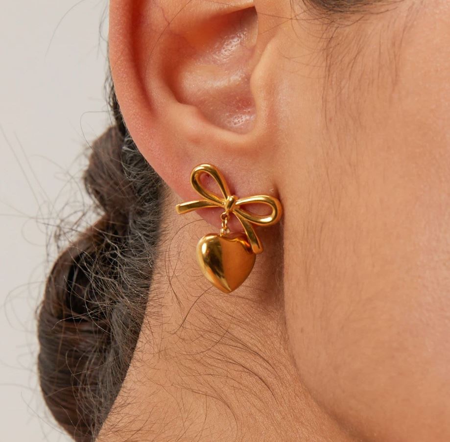 Grace Heart Bow Earrings