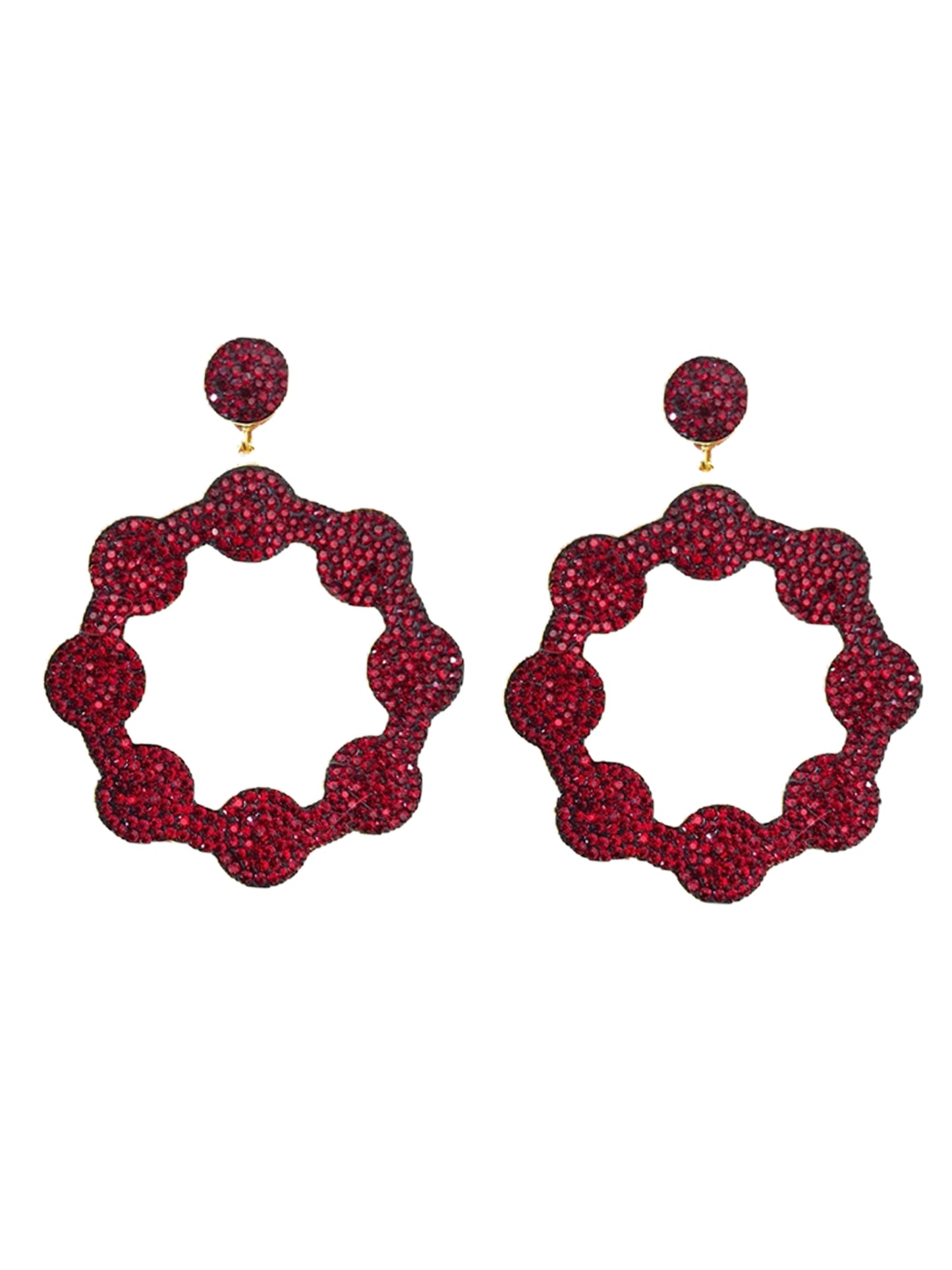 Ruby Crystal Large Hoop Earrings