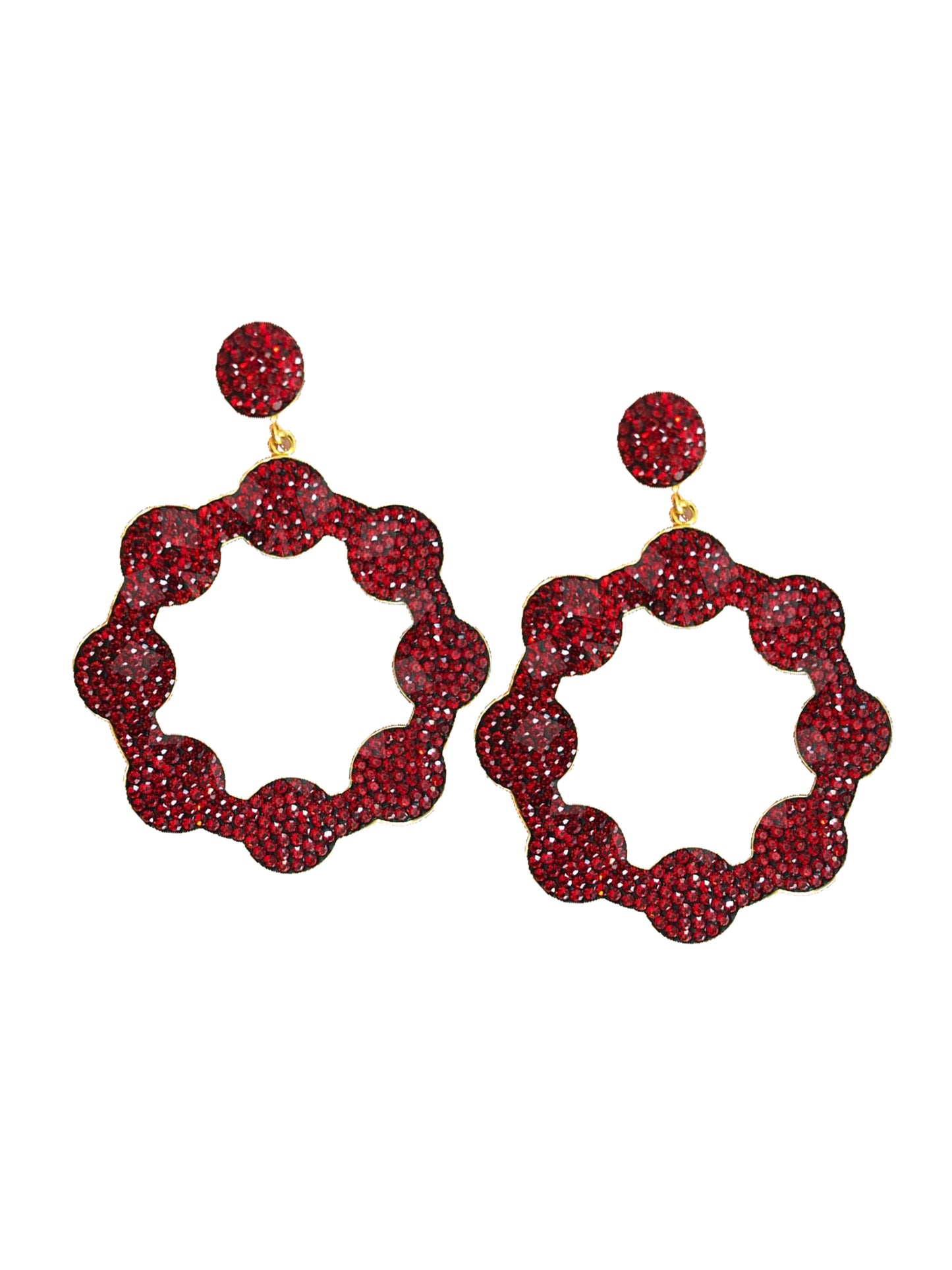 Ruby Crystal Large Hoop Earrings