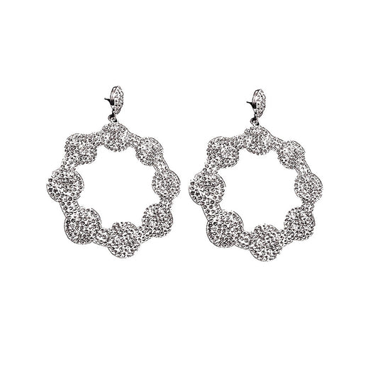 Silver Crystal Large Hoop Earrings