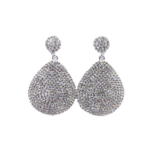 Oval Crystal Large Drop Earrings