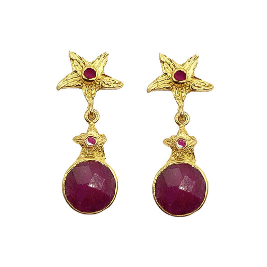 Ruby Star Earrings