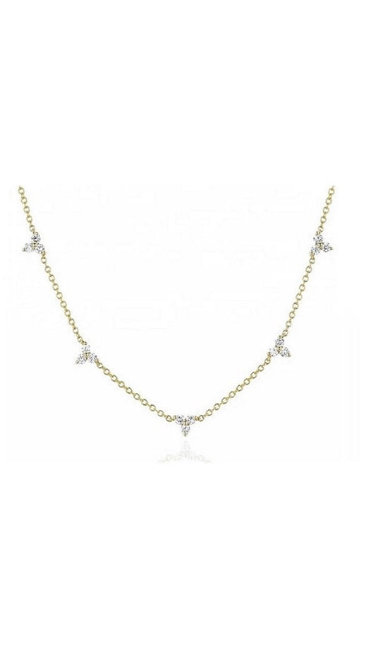 925 Sterling Silver Tri-Bezel Necklace