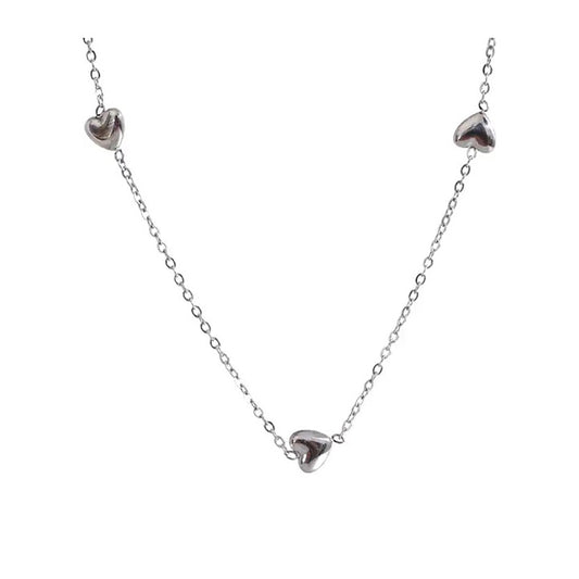 Multi Heart Silver Necklace