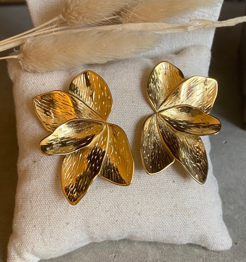 Gold Leaf 18K Earrings
