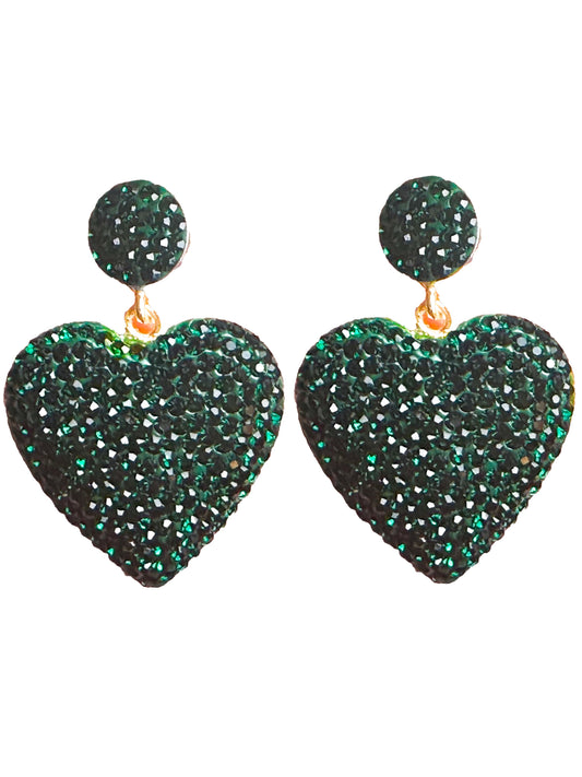 Emerald Heart Gold Earrings