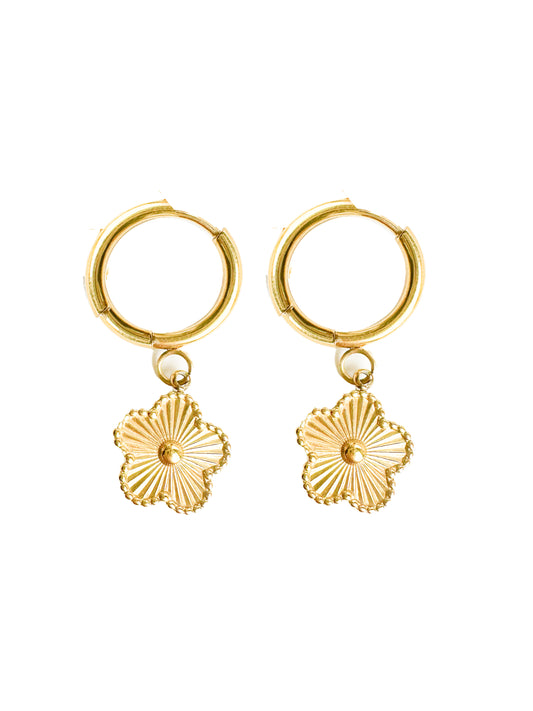 Hoop Flower Gold Earrings