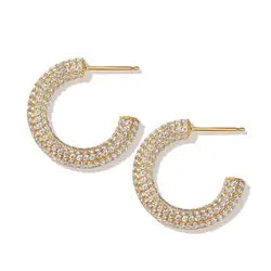 Paved Crystal Encrusted Hoop Earrings