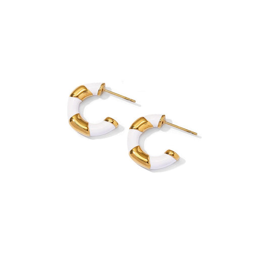 Gold & Enamel Hoop Earrings