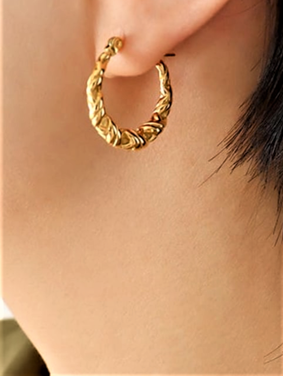 Gold Vintage Twined Hoop Earrings