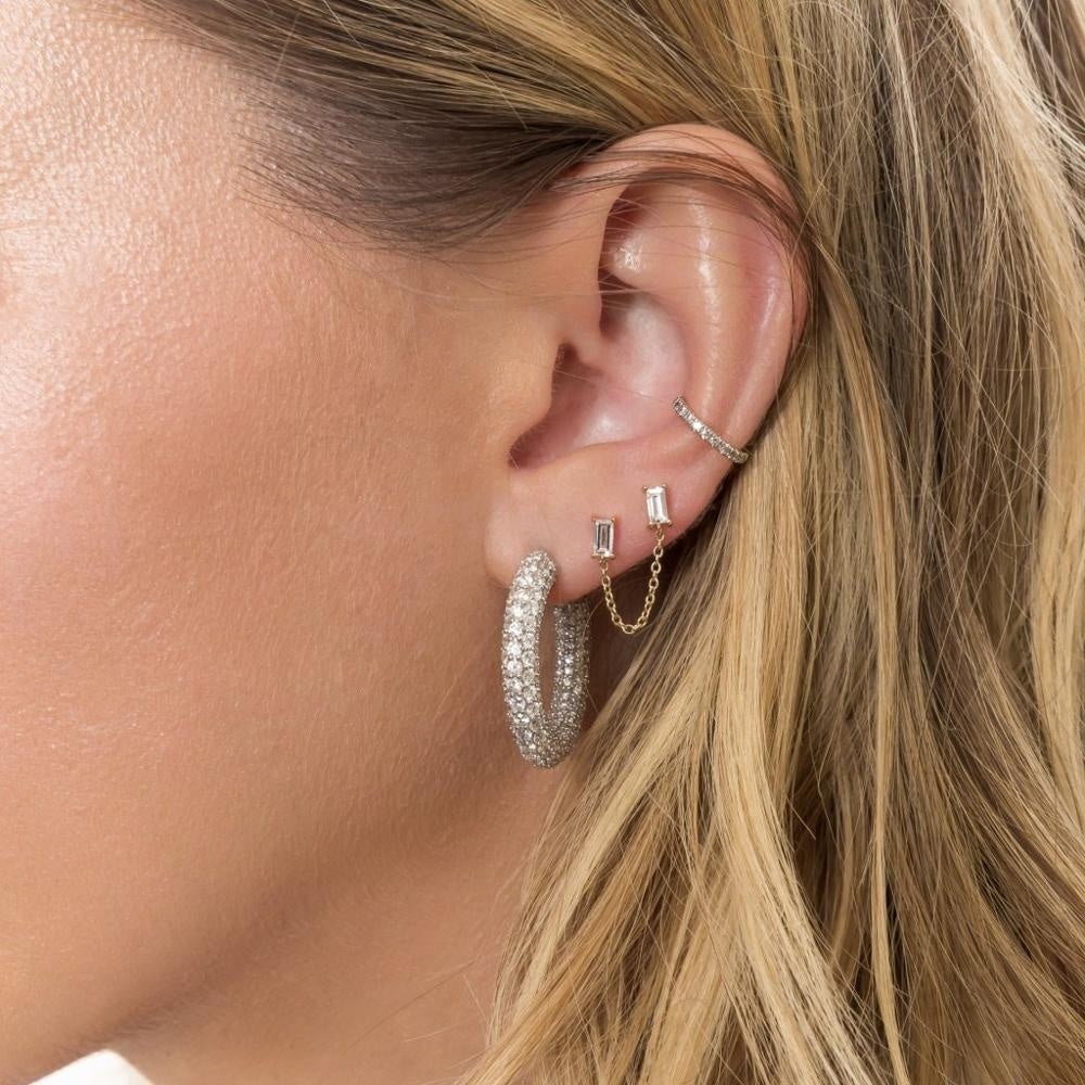 Paved Crystal Encrusted Hoop Earrings