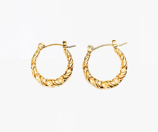 Gold Vintage Twined Hoop Earrings