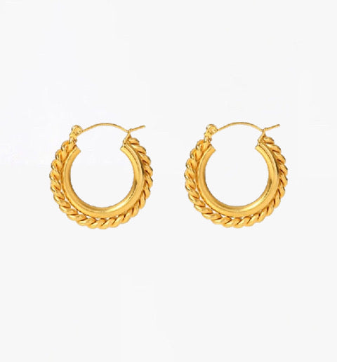 Gold Round Double Hoop Earrings