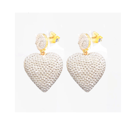 Pearl Heart Drop Earrings