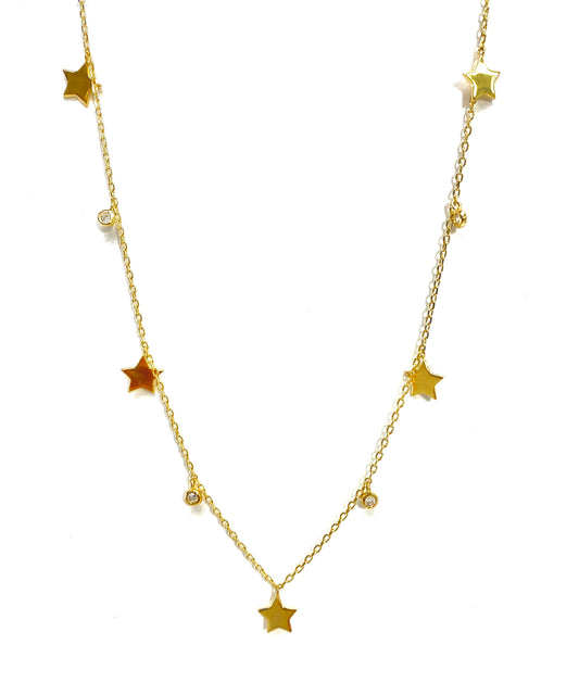 925 Sterling Silver Star & Crystal Necklace