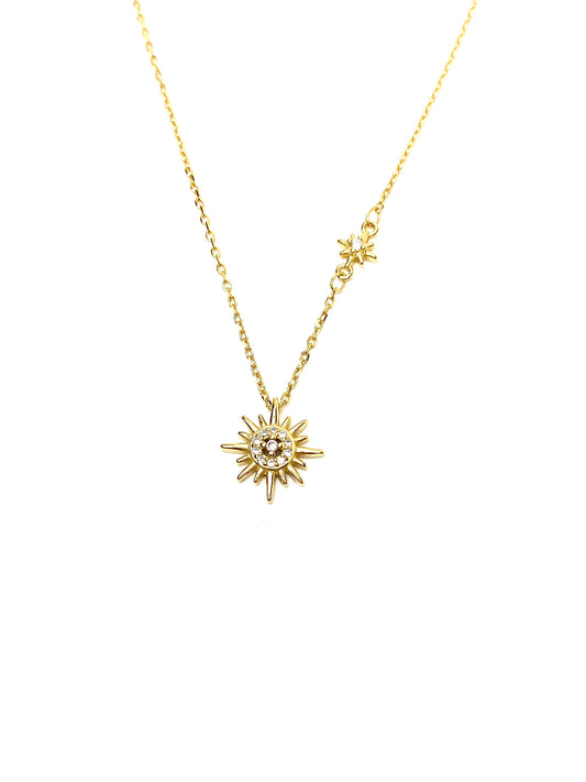 925 Sterling Silver Star Burst Necklace