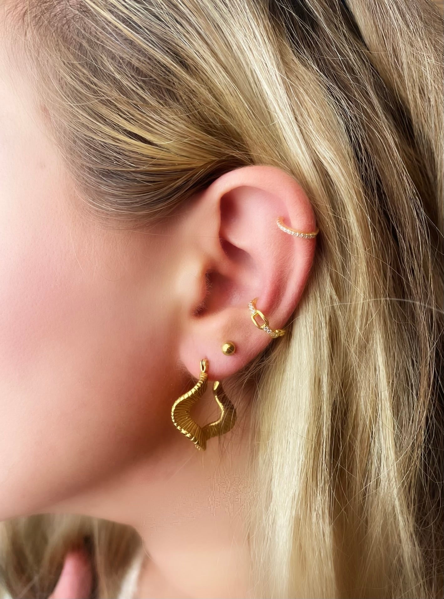 Gold Irregular Hoop Earrings