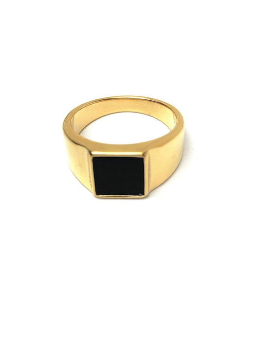 Black Enamel Square Ring