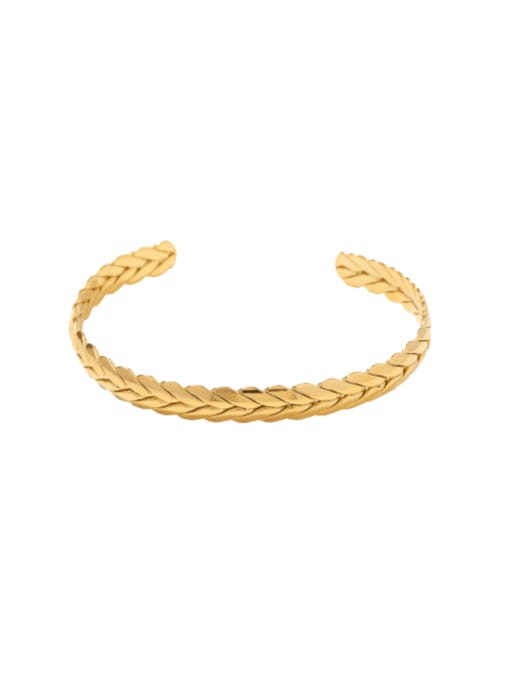Gold Cuff Leaf Bangle Bracelet