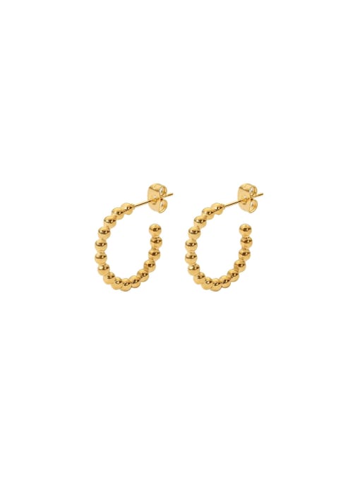 Gold Round Beaded Hoop Earrings