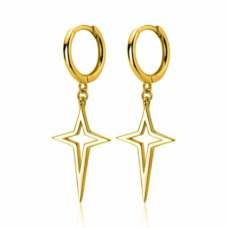 925 Sterling Silver Gold Cross  Huggie Earrings