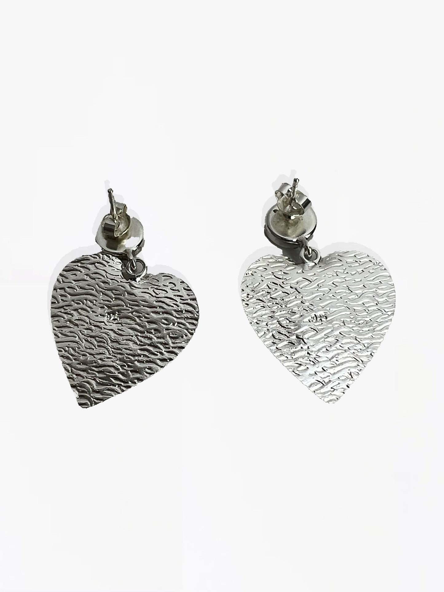 Silver Heart Drop Earrings