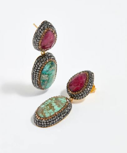 Ruby & Turquoise Earrings
