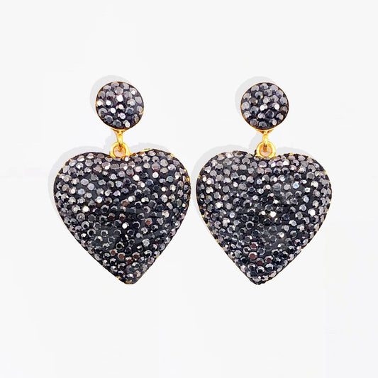 Grey Hematite Heart Earrings